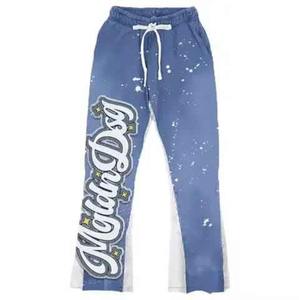 Conjunto de chándal de invierno de gran tamaño unisex con pantalones de chándal acampanados con capucha y parche bordado con cierre de cremallera para hombre - Product Image 4