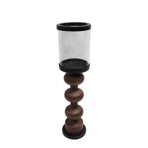 Dessus de table en bois et fer taille personnalisée décoration ouragans en fil de fer faits à la main avec design moderne lavage en fer noir pour Noël - Product Image 1