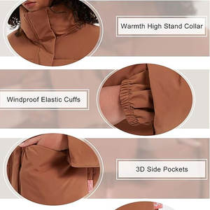 Veste bouffante en nylon de haute qualité pour femmes Design noir respirant et à la mode avec fermeture à glissière pour l'hiver - Product Image 6