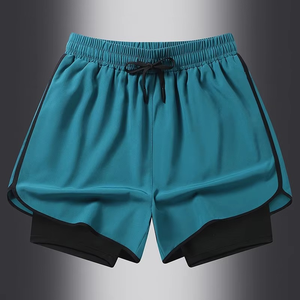 Shorts d'été pour hommes, doublure respirante, style streetwear, fermeture à cordon, en laine double couche, couleur personnalisée avec logo - Product Image 5