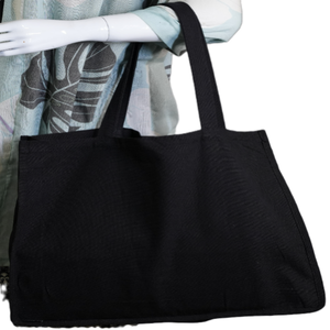 Bolso Tote de lona reciclable con estampado personalizado de algodón orgánico de gran capacidad con asas suaves para comprar y con su logotipo - Product Image 4