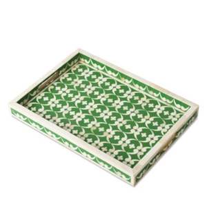 Hermosa artesanía Navidad ocasión bandeja de incrustaciones de hueso con patrones de diseño floral bandeja de servir incrustaciones de hueso para el hogar - Product Image 2