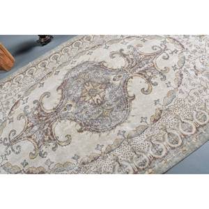 Alfombra turca Vintage de área grande de 5,2x8,6 pies, patrón de retazos marrón Beige, Material de lana, respaldo de látex, estilo Tabriz para adolescentes - Product Image 5