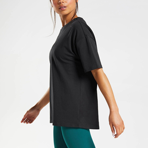 Personalizado Dtg Impreso logo Hip Hop Estilo Transpirable Secado rápido O-cuello Color sólido Manga corta Peso pesado Camiseta de verano para las mujeres - Product Image 3