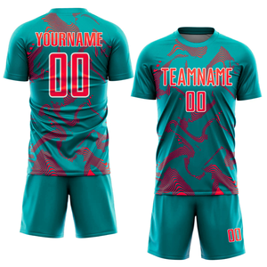 Conjunto de uniformes de fútbol personalizados al por mayor, camiseta y pantalones cortos de fútbol por sublimación, ropa de equipo transpirable de poliéster de secado rápido, OEM - Product Image 2