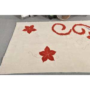 Tapis traditionnel en laine rouge beige 5.5x7.7 pieds Vintage turc Patchwork Design plat tissage Latex pour décorations de salon adolescent - Product Image 2