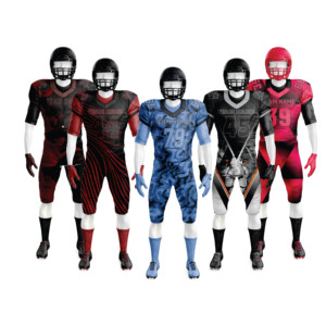 Uniformes de fútbol americano juvenil hechos a medida al por mayor negro naranja sublimado Jersey nombre Número patrones conjuntos de manga corta - Product Image 2