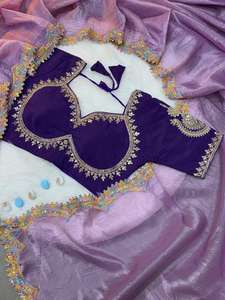 Soft Silk Ethnic Bandana Sabhya Sachi Design Sequins Embroidery Breathable Eco-Friendly Fully Stitched <b>Saree</b> <b>Blouse</b> for All - Product Image 5