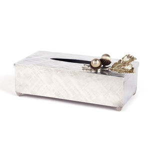 Luxury Stainless Steel <b>Hammered</b> Tissue Box <b>Holder</b> With Elegant Gold Bamboo Accents For Home Decoration Accessories On-Sale - Product Image 2