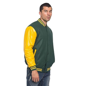 Veste universitaire de baseball brodée en toile pour hommes, vêtements de rue d'hiver avec col montant, imperméable et coupe-vent - Product Image 4