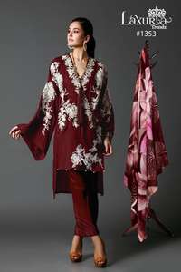 Dernier Designer Georgette Broderie Main Travail Salwar Costume Par Fab Zone - Product Image 5