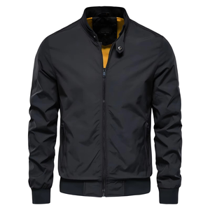100% haute qualité hommes hiver Bomber veste personnalisé col montant coupe-vent vêtements d'extérieur décontractés solide Poly motif fini vêtements - Product Image 1
