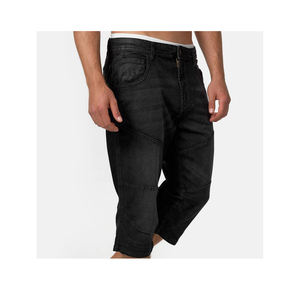 กางเกงขาสั้นผ้ายีนส์ขาตรงสีดำสำหรับผู้ชายทรงแบ็กกี้ฉลากส่วนตัวยาวถึงเข่าแฟชั่นสไตล์ลำลองเป็นมิตรกับสิ่งแวดล้อม - Product Image 2