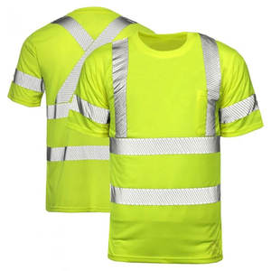 เสื้อยืดผ้าฝ้ายสะท้อนแสงสีเหลืองสำหรับฤดูร้อน เสื้อผ้าถักสำหรับงานรักษาความปลอดภัย ขายส่ง - Product Image 1