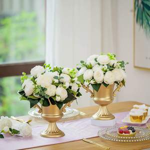 Jarrón elegante para el hogar, hotel, restaurante, jarrón decorativo de Metal de alta calidad, color plateado, acabado, forma redonda, florero de mesa - Product Image 4