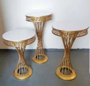 ขาตั้งเค้กและขนมหวาน3ชั้นทำจากอลูมิเนียมขัดเงาสีเงินและสีทอง - Product Image 4