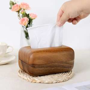 Luxury Walnut Tissue Box | Wooden Paper Holder for Bathroom & Living Room | Modern <b>Desktop</b> Storage Case | Home Decor <b>Organiser</b> - Product Image 1