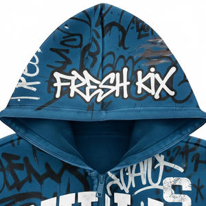 Sweat à Capuche Homme Haut de Gamme - Pullover Zippé Surdimensionné Lourd 100% Coton Imperméable Style Urbain Hiver Personnalisation d'Impression - Product Image 2