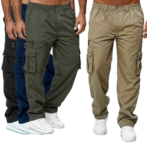 Pantalon cargo pour homme, taille haute, taille élastique, plusieurs poches, style décontracté, respirant, léger, toile, style streetwear, hiver - Product Image 1