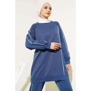 Tunique à deux fils détaillée à rayures, 2 pièces indigo - Product Image 2