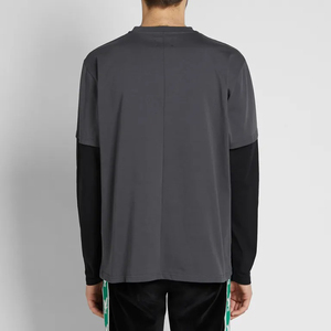 Vente en gros T-shirt à manches longues double couche en coton personnalisé pour hommes, imprimé avec un design de logo surdimensionné, T-shirts sérigraphiés - Product Image 3