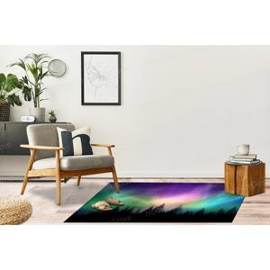 Tapis en laine imprimé patchwork paysage Aurore Boréale, tapis traditionnel en velours écologique avec envers en latex pour la maison de luxe - Product Image 2