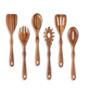 Juego de cucharas de madera natural de alta calidad Juego de cucharas para servir y cocinar Artículos Organizadores de cocina Artículos de accesorios de cocina. - Product Image 1