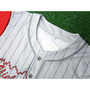 Camiseta de béisbol con logotipo bordado personalizado de alta calidad para hombres, camiseta de béisbol impresa con diseño de tira de sublimación OEM transpirable - Product Image 5