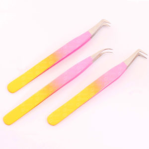 Pinzas de extensión de pestañas personalizadas de Etiqueta Privada, punta de fibra de volumen recto fino, herramienta de belleza de acero inoxidable de sujeción fuerte - Product Image 5