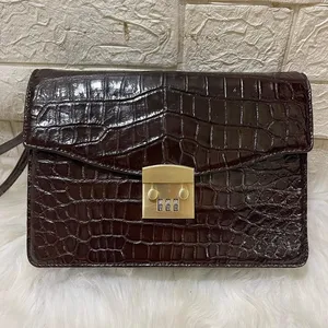 Pochette unisexe en cuir de crocodile véritable Taille 17x27cm pochette en cuir d'origine pochette en cuir personnalisée fabriquée au Vietnam