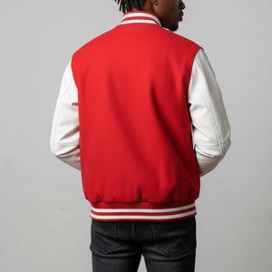 Veste universitaire unisexe personnalisée 100% laine, patchwork, col montant, logo frontal, capuche, respirante, séchage rapide, streetwear d'hiver - Product Image 2