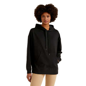 Sudaderas con capucha Fabricación de logotipo hecho a medida Pullover Streetwear Estilo casual Sudadera con capucha negra sólida para mujeres Sudaderas con capucha - Product Image 1