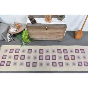 Modern Vintage Turkish <b>Rug</b> 27x93ft Beige Purple Classic 10mm Wool Latex Backing for Living Room <b>Bedroom</b> Rectangle Patchwork - Product Image 5