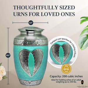 โกศเผาศพแบบอเมริกันสีเขียวรักษ์โลก พร้อมดีไซน์รูปหัวใจสีเงิน และตัวเลือกปรับแต่งได้สำหรับใส่เถ้ากระดูกมนุษย์ - Product Image 4