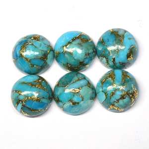 100% Blue Mohaveทองแดงเทอร์ควอยซ์ขนาดรอบสอบเทียบหลวมอัญมณี Cabochon แท้ขายในราคาไม่แพงจํานวนมาก OEM - Product Image 1