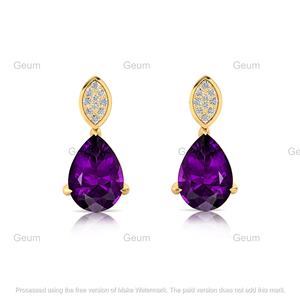 Boucles d'oreilles en forme de poire en or massif et diamant véritable 3.4 Cts Style mignon pour fête de mariage ou cadeau ODM OEM bijoux - Product Image 6