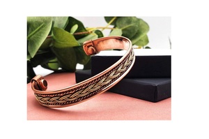 Joyería de diseño en relieve única y sencilla, brazalete de cobre puro para mujer, joyería, accesorios de cobre de sensación saludable y Natural - Product Image 5