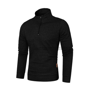 Sweat-shirt à col rond pour homme avec logo personnalisé, fermeture éclair quart de tour, manches longues, couleur unie, style hiver hip-hop - Product Image 2