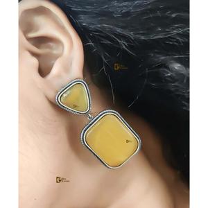 Replica <b>Earrings</b> with Stone Peach Colour Stone Gift for Casual Party Wear <b>Handmade</b> Bulk Product - Product Image 4