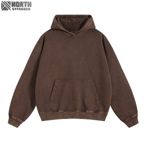 Sweat à capuche en coton biologique surdimensionné pour hommes de qualité supérieure motif solide impression bouffée poche kangourou toutes saisons sweat-shirt d'hiver - Product Image 5