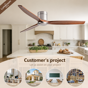 42 Inch Solid Wood Ceiling <b>Fan</b> Without Light <b>with</b> <b>Remote</b> Control 3 Wood Blades Quiet DC Motor for Bedroom - Product Image 4