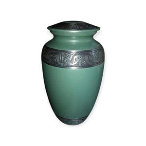 Urne funéraire noire classique moderne avec bande à motifs argentés pour un souvenir intemporel et digne - Product Image 6