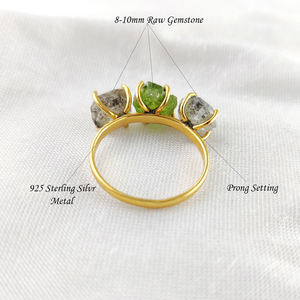 Venta al por mayor Cantidad a granel Anillo de plata esterlina Oro Vermeil Original Herkimer Diamante Aguamarina Moissanita Tres garras Fino - Product Image 5