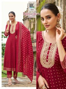 Blue Hills Batu Caves Vol 3 Colección Estilo indio pakistaní Bordado de rayón Mujeres Kurta/Kurti Ropa de fiesta de secado rápido Azul - Product Image 2