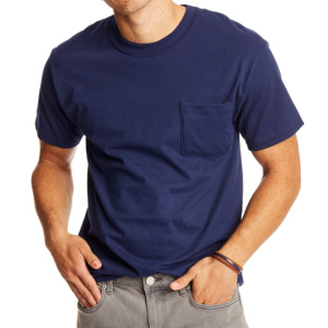 เสื้อยืดคอกลมทรงเข้ารูปสำหรับผู้ชาย พิมพ์โลโก้ตามสั่ง ขายส่ง เป็นมิตรกับสิ่งแวดล้อม แห้งเร็ว ใส่สบายในฤดูร้อน แขนสั้น มีกระเป๋าเสื้อ สีพื้น - Product Image 2