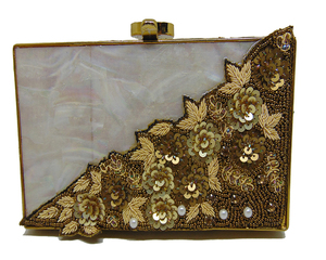 Pochette Vintage en laiton indien pour femmes, accessoire élégant, brodé à la main, style indien - Product Image 1