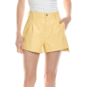 Shorts pour femmes Shorts en cuir pour femmes Biker Style dames noir fermeture éclair taille haute coton Shorts été cuir OEM Service - Product Image 1