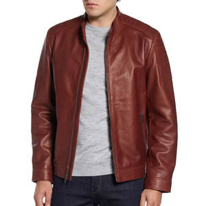 Nouvel arrivage veste en cuir homme personnalisée, vente en gros veste en cuir homme taille Plus veste en cuir haute rue style hommes veste en cuir Slim Fit - Product Image 1