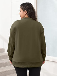 Pulls à demi-zip à manches longues pour femmes, mode automne, meilleurs sweats à capuche oversize, vêtements, tenues, pulls à demi-zip - Product Image 4