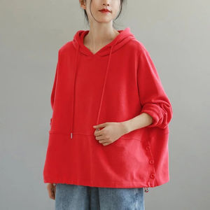 Sweat à capuche surdimensionné décontracté pour femmes pulls à capuche sweats avec logo personnalisé ensemble de sweat à capuche court en coton grande taille en gros - Product Image 4